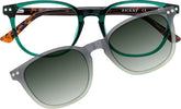 Green Polarized Magnetic Clip On Square Glasses #504424
