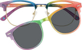 Rainbow Polarized Browline Clip-on Glasses #542629