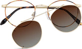 Tortoiseshell Polarized Round Clip-on Glasses #584425