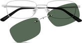 Silver Polarized Rectangle Magnetic Clip-on Glasses #585311