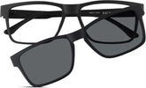 Black Polarized Rectangle Magnetic Clip-on Glasses #6499621