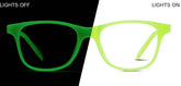 Green/ Green Glow Kids' Glow-in-the-Dark Square Glasses #8110624