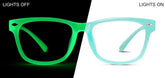Teal/Green Glow Glow-in-the-Dark Rectangle Glasses #8111016