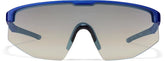 Blue with Blue Flash Mirror Wrap-Around Shield Sunglasses #A10161516