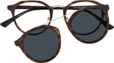 Tortoiseshell Polarized Round Magnetic Clip-on Glasses #P640825