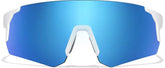 White with Blue Mirror Wrap-Around Sports Sunglasses #T02073016