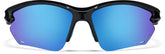 Black with Blue Mirror Half Rim Wrap-Around Sunglasses #T02162116