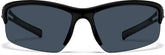 Black with Gray Lens Half Rim Wrap-Around Sunglasses #T02282112