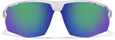 Silver with Green Mirror Wrap-Around Half Rim Sunglasses #T02461124