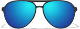 Matte Black with Blue Mirror Aviator Sports Sunglasses #T99022116