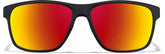 Black with Flame Mirror Rectangle Sports Sunglasses #T99052142