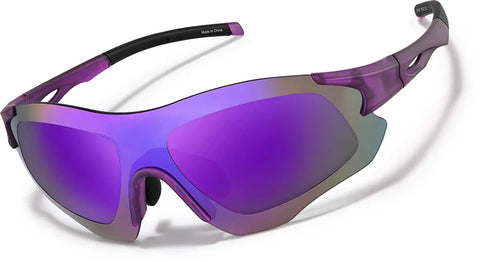 Purple with Purple Mirror Zunnies - Wrap-Around Shield Sunglasses #1010817