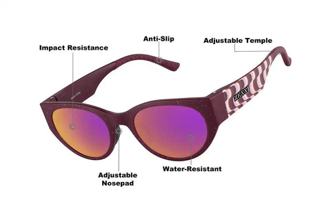 Red Speckle Zunnies - Sports Cat-Eye Sunglasses #1013318