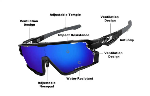 Black Zunnies - Wrap-Around Visor Sunglasses #1165421