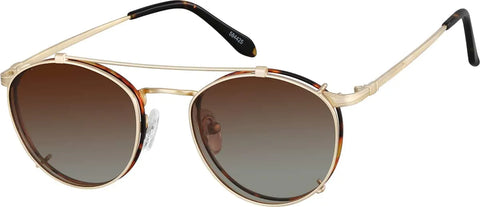 Tortoiseshell Polarized Round Clip-on Glasses #584425