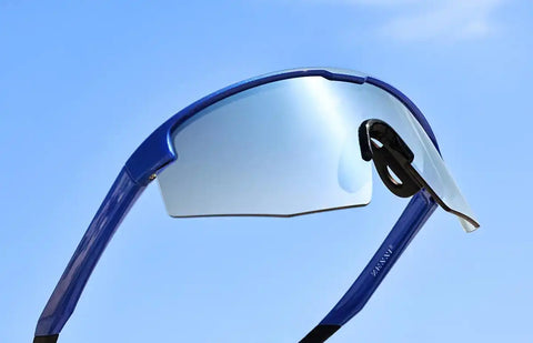 Blue with Blue Flash Mirror Wrap-Around Shield Sunglasses #A10161516
