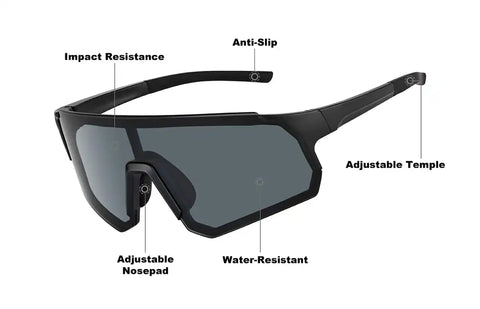 Black with Gray Lenses Wrap-Around Sports Sunglasses #T02072112