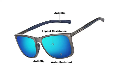 Gray with Blue Mirror Square Sports Sunglasses #T02111212