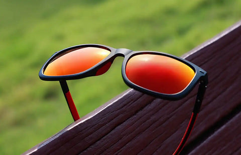 Black with Flame Mirror Square Sports Sunglasses #T02112116