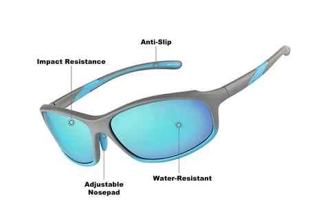 Gray with Sky Blue  Mirror Oval Sunglasses #T02181616