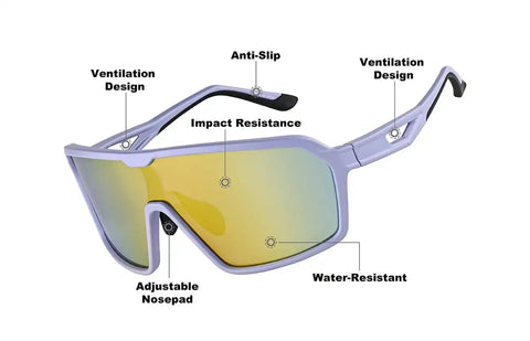 Purple with Gold Mirror Wrapped Shield Sunglasses #T02221614