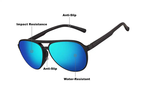 Matte Black with Blue Mirror Aviator Sports Sunglasses #T99022116