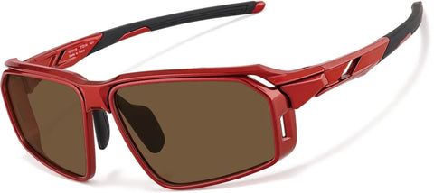 Red with Brown Lens Active Wrap-Around Sunglasses #T99591815
