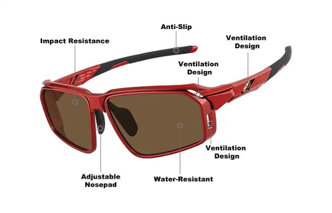 Red with Brown Lens Active Wrap-Around Sunglasses #T99591815