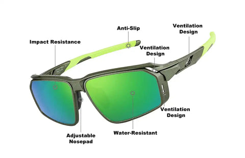 Green with Green Mirror Active Wrap-Around Sunglasses #T99802424